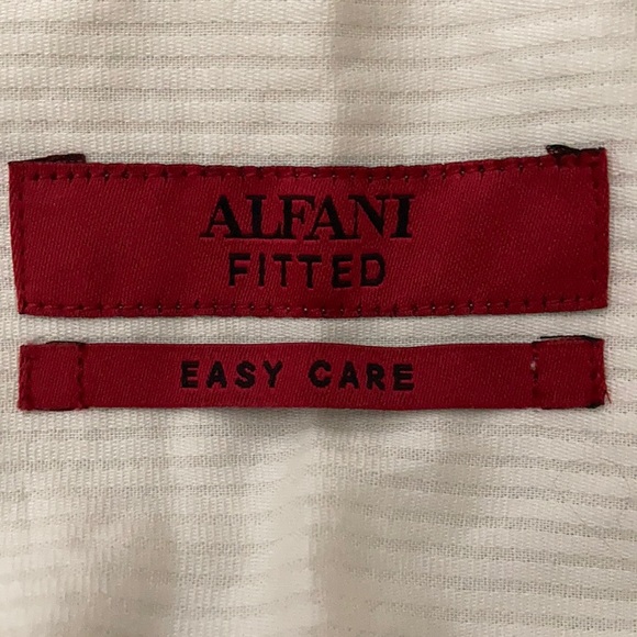 Alfani RED Tonal Texture Striped Dress Shirt Ivory - Picture 7 of 14